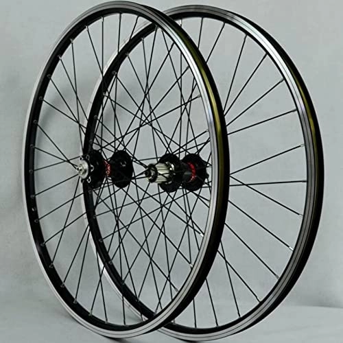 Mountain Bike Wheel : 26 Inch MTB Bicycle Wheel Set, Double Wall Alloy Bike Wheel Rim Cassette Hub Sealed Bearing Disc / Rim Brake QR 7-11 Speed Wheel