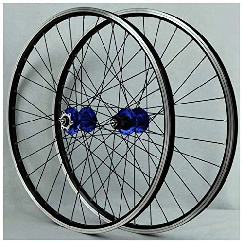 Mountain Bike Wheel : 26 inch MTB Wheels Bicycle Rim Mountain Bike Rim 32H Mountain Bike Wheel Disc Brake / Rim 7-12 Speed QR Cassette Hubs Sealed Bearing 6 Pawls (Color: Blue Hub, Size: 26 inch)