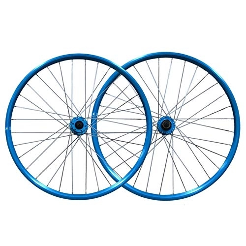 Mountain Bike Wheel : 26 Inch Wheel Mountain Bike Front And Rear Bicycle Double Wall Alloy Rim Disc Brake 7 8 9 Speed 2 Palin Bearing Hub Quick Release 32H (Color : F)