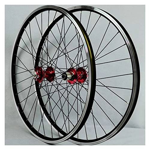Mountain Bike Wheel : 26 Inch Wheel Mountain Bike Front And Rear Wheel Disc / V Brake Quick Release Alloy Rim Front 2 Rear 4 Palin 7-11Speed QR (Color : A)