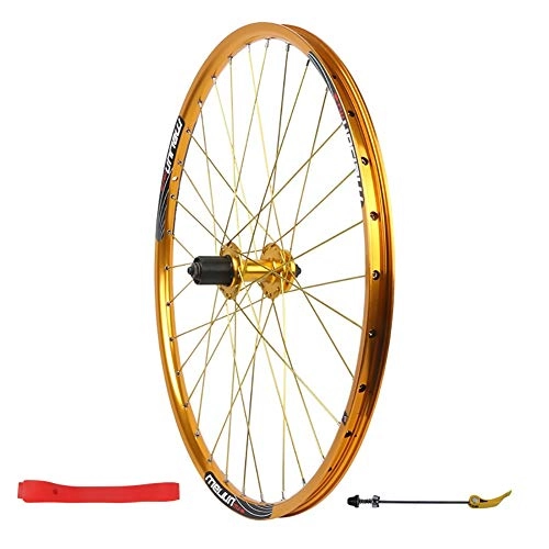 Mountain Bike Wheel : 26 Inches 135mm Disc brake Rear Wheel Mountain Bike Ball Hub Double Layer Rim (Color : Gold)