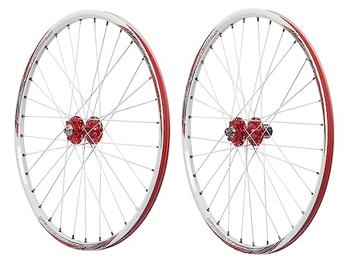 Mountain Bike Wheel : 26"mountain Bike Disc Brake Wheelset MTB Wheel Set Rim Front 2+rear 4 Sealed Bearing Hubs Aluminum Bike Wheels Hubs F / R 100 / 135mm QR (Color : White)