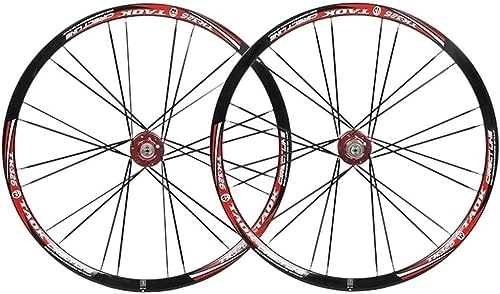 Mountain Bike Wheel : 26 "Mountain Bike Wheel Set Disc Brake Wheel Set 24H Bicycle Rim Quick Release Hub, Suitable For 7 / 18 / 9 / 10 Speed (Color : Black Red, Size : 26'')