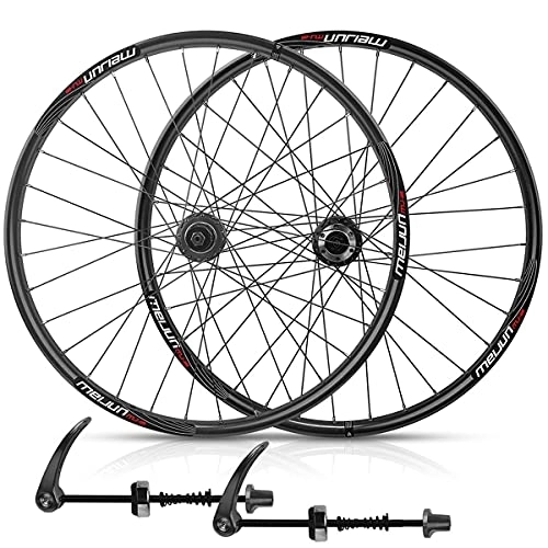Mountain Bike Wheel : 26" Mountain Bike Wheelset Disc Brake Bicycle Rim MTB Wheels Quick Release 32H For 7 / 8 / 9 / 10 Speed Cassette Hub 2267g (Color : Svart, Size : 26in 32Holes)
