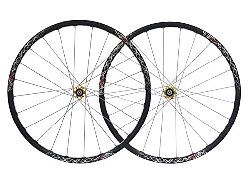 Mountain Bike Wheel : 26" Mountain Bike Wheelset MTB Rim Bicycle Quick Release Disc Brake Wheels 1958g QR 24H Straight Pull Hub For 7 / 8 / 9 / 10 Speed Cassette (Color : Blue, Size : 26 inch) (Gold 26 inch)