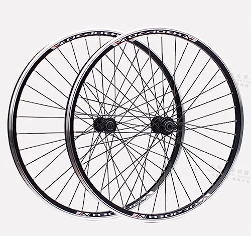 Mountain Bike Wheel : 26" mountain bike wheelset V-brake rims Front 2+ rear 2 Sealed bearing hubs Support 6 / 7 / 8 speed Rotary freewheel QR (Color : Black)