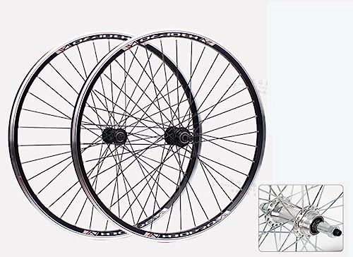 Mountain Bike Wheel : 26" mountain bike wheelset V-brake rims Front 2+ rear 2 Sealed bearing hubs Support 6 / 7 / 8 speed Rotary freewheel QR (Color : Silver)