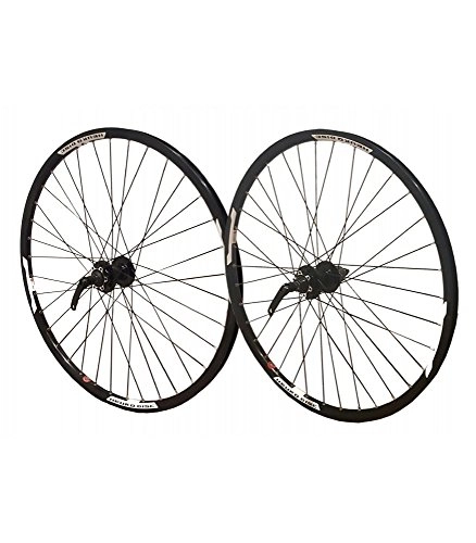 Mountain Bike Wheel : 26" PAIR Mach Neuro 6 Bolt Disc MTB Bike Front Rear Cassette Hub Wheels All Black