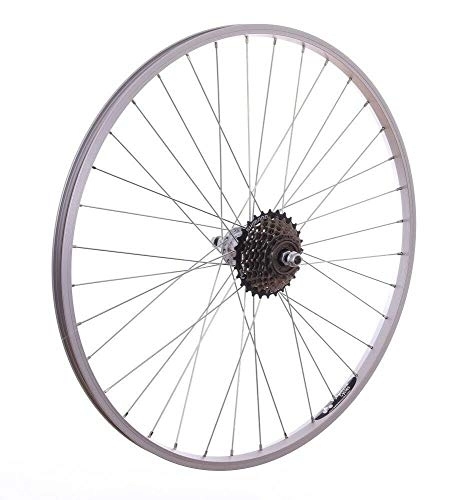 Mountain Bike Wheel : 26" REAR Alloy Mountain Bike / Cycle Wheel + 7 Speed SHIMANO Freewheel