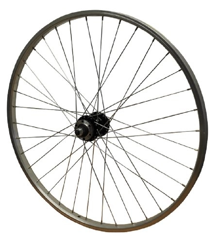 Mountain Bike Wheel : 26" REAR Bolted ScrewOn Quando Black 6 Bolt Disc Hub and Silver Rim Wheel