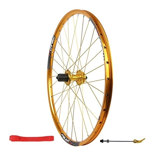 Mountain Bike Wheel : 26" Rear Wheel, Aluminum Alloy Disc Brake Mountain Bike Single Wheel Double Wall Rim 7 / 8 / 9 / 10 Speed Flywheel (Color : Yellow)