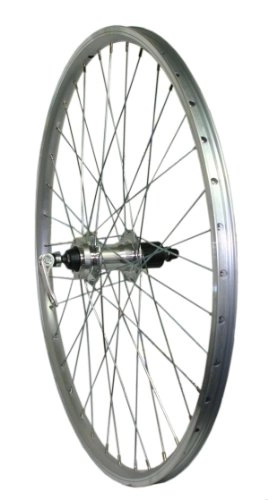 Mountain Bike Wheel : 26" Rear Wheel with Disc Brake Compatible 7 / 8 / 9 Speed Hub and Silver CNC Rim