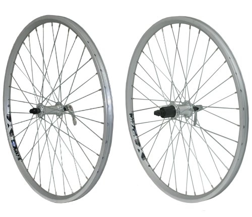 Mountain Bike Wheel : 26" Rigida X Star Double Walled Q / R MTB CNC Shimano 8 Speed Freehub Wheelset SILVER