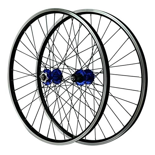 Mountain Bike Wheel : 26in Cycling Wheels, Front 2 Rear 4 Bearing Disc Brake V Brake 7-11 Speed Flywheel Mountain Bike Wheels (Color : Blue)