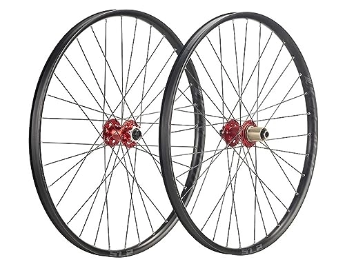 Mountain Bike Wheel : 27.5 / 29 Inch Mountain Bike Wheelset Disc Brake Sealed Bearing Support 7-8-9-10-11-12 Speed Cassette Thru Axle Wheel Set Front / Rear Wheels 28H (Color : Red, Size : 27.5inch)