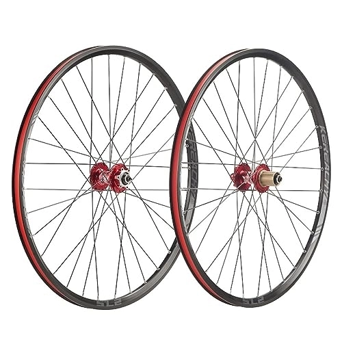 Mountain Bike Wheel : 27.5 Inch Mountain Bike Wheelset Disc Brake Sealed Bearing Support 7-8-9-10-11-12 Speed Cassette Quick Release Wheel Set Front / Rear Wheels 28H (Color : Red 2, Size : 27.5inch)