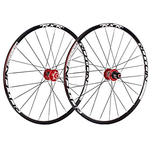 Mountain Bike Wheel : 27.5 inch mountain bike wheelset, MTB double wall carbon fiber hub, disc brake, quick release mountain bike wheel set, 9 / 10 / 11 speed bike front and rear wheel, red