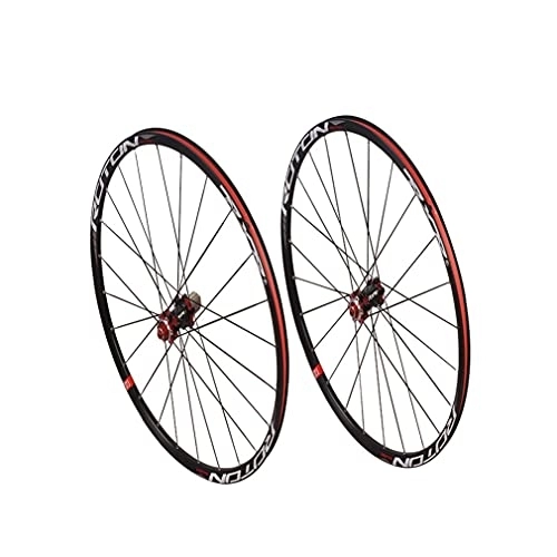 Mountain Bike Wheel : 27.5" Mountain Bike Wheelset 24H Flat Spokes Bicycle Rim MTB Disc Brake Wheels Quick Release Hub For 7 / 8 / 9 / 10 / 11 Speed Cassette Flywheel 1829g (Color : Red) (Black)