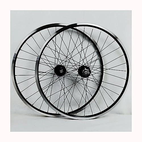 Mountain Bike Wheel : 27.5" Mountain Bike Wheelset V-brake Disc Brake Dual-purpose Rims Sealed Bearing Hubs Support 8-12 Speed Cassette QR Wheel Set (Color : Black)