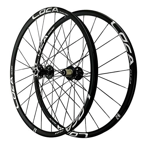Mountain Bike Wheel : 27.5in Bike Wheelset, Double Wall MTB Rim Front Wheel 24 Hole Mountain Bike Quick Release 8 / 9 / 10 / 11 / 12 Speed (Color : Black, Size : 27.5inch)
