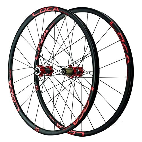 Mountain Bike Wheel : 29-inch Bicycle Wheelset, Rim Disc Brakes Quick Release Six Claw Tower Base Mountain Bike Circle (Color : Red hub, Size : 29inch)