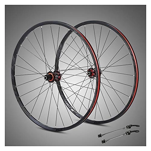 Mountain Bike Wheel : 29 Inch Bicycle Wheelset Ultralight Carbon Fiber Hub Front Rear Wheel Double Walled Disc Brake MTB Wheel with Reflective Sign Fast Release Four Palin Compatible 8 9 10 11 Speed 28H, 27.5in