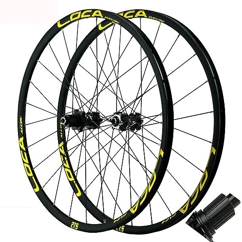 Mountain Bike Wheel : 29" Mountain Bike Wheelset Ultra-light Rims Made Of Aluminum Disc Brake Sealed Bearing Hubs Support 12 Speed Cassette QR Wheel Set (Color : Gold)