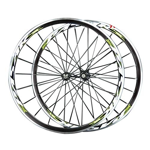 Mountain Bike Wheel : 700C Bike Wheelset, Road Wheel Aluminum Alloy for Bearing Bicycle Wheel 7 / 8 / 9 / 10 / 11 Speed C Brake V Brake Mountain Bike (Color : Green)