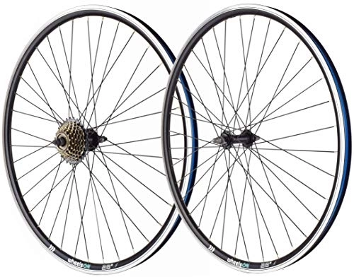 Mountain Bike Wheel : 700c Front Rear Wheel Set Mountain Bike / Hybrid + 7 Speed Freewheel 36H Black