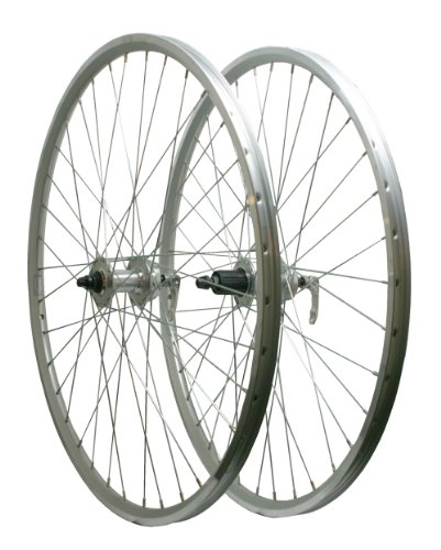 Mountain Bike Wheel : 700c Rigida Hybrid Bike CNC Rims Front and Rear Disc Wheelset Silver