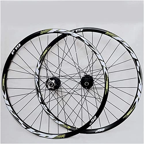 Mountain Bike Wheel : Amdieu Wheelset 26 27.5 29in MTB Bicycle Wheelset, 32 Hole Alloy Rim Front 2 Rear 4 Palin Bearing Quick Release Disc Brake 7 / 8 / 9 / 10 / 11 Speed road Wheel (Color : Green, Size : 29inch)