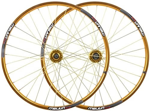 Mountain Bike Wheel : Amdieu Wheelset 26 Inch Mountain Bike Wheelset, MTB Quick Release Disc Brake 32 Hole Quick Release Double Wall Alloy Rim 7 8 9 10 Speed road Wheel (Color : Gold, Size : 26inch)