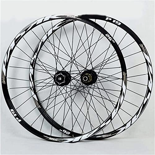 Mountain Bike Wheel : Amdieu Wheelset Mountain Bike Wheel 26 27.5 29in, 32H Double Wall Rims Hub Sealed Bearing Bike Wheels Disc Brake Barrel Shaft 7-11 Speed road Wheel (Color : Gold, Size : 29inch)