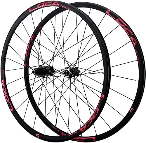 Mountain Bike Wheel : Amdieu Wheelset Mountain Bike Wheelset 26 / 27.5 / 29 in, Double Walled MTB Rim Alloy Rim Disc Brake Bicycle Wheels Cassette Hub 24 Holes 7-12 Speed road Wheel (Color : Red, Size : 27.5inch)