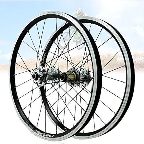Mountain Bike Wheel : Asiacreate 20 X 1 3 / 8'' BMX Wheelset 24 H Quick Release Disc / Rim Brake MTB Bike Wheel Set Aluminum Alloy Front And Rear Wheel For 7 / 8 / 9 / 10 / 11 / 12 Speed Cassette (Color : Titanium, Size : 451)