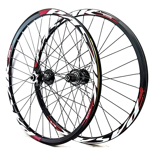 Mountain Bike Wheel : Asiacreate 24 Inch Mountain Bike Wheelset BMX Alloy Rim Quick Release 32 Holes Disc Brakes Hub Fit 8 9 10 11 12 Speed Cassette 1886g (Color : Red, Size : 24inches)