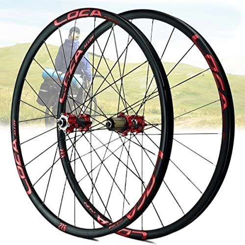 Mountain Bike Wheel : Asiacreate 26 / 27.5 / 29'' Mountain Bike Wheel Set Quick Release Wheel Straight Pull 24H Rim Disc Brake Hub Fit 8-12 Speed Cassette (Color : Red, Size : 29IN)