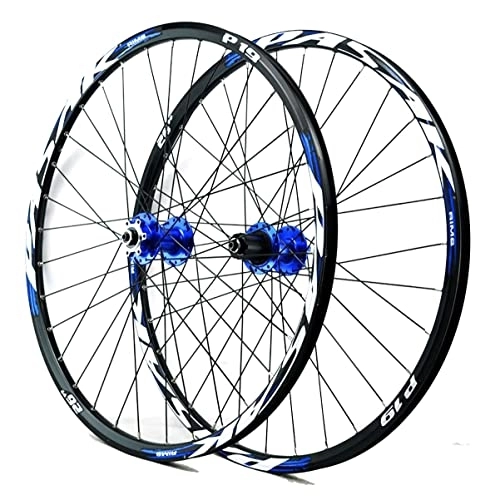 Mountain Bike Wheel : Asiacreate 26'' 27.5" 29" MTB Wheelset 32 Holes Bicycle Rim QR / Thru Axle Front Rear Wheels Disc Brake Wheelset Sealed Bearing Hub For 8 9 10 11 12 Speed Cassette (Color : Blue, Size : 27.5in)