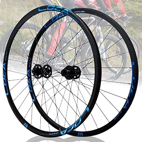 Mountain Bike Wheel : Asiacreate 26 / 27.5 / 29'' Wheelset Mountain Bike Center Lock Disc Brake 700C Road Bike Wheelset 28H Hub Rim QR For 8 / 9 / 10 / 11 / 12 Speed Cassette (Color : Blue, Size : 27.5IN)