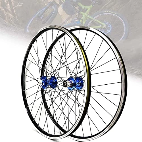 Mountain Bike Wheel : Asiacreate 26 / 27.5 / 29'' Wheelset Mountain Bike Disc / Rim Brake Double Layer Alloy Rim Sealed Bearing 32H Quick Release Wheel Fit 7 8 9 10 11 Speed Cassette (Color : Blue, Size : 26in)