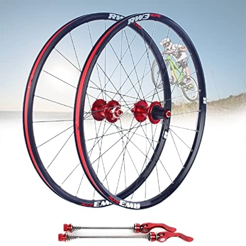 Mountain Bike Wheel : Asiacreate 26 Inch Mountain Bike Wheelset Disc Brake Quick Release Wheel Sealed Bearing Hub 7 / 8 / 9 / 10 / 11 Speed Cassette MTB Front And Rear Wheel (Color : Red, Size : 26'')