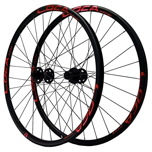 Mountain Bike Wheel : Asiacreate 700C Bike Wheelset 26 / 27.5 / 29'' MTB Wheels Center Lock Disc Brake Thru Axle Double Alu Alloy 28H Rim For 7-10 Speed Freewheel (Color : Red f15r12, Size : 700C)