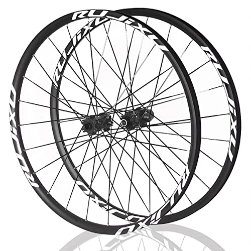 Mountain Bike Wheel : Asiacreate Bicycle Wheelset MTB Bike Wheelset 26 / 27.5 / 29 Inch Thru Axle Straight Pull 4 Bearing 24H Rim For 8-11 Speed Cassette Hub (Color : BLACK DISC BRAKE, Size : 26'')