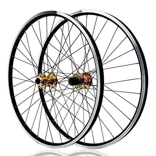 Mountain Bike Wheel : Asiacreate Bike Wheelset 26 / 27.5 / 29 Inch MTB Cycling Wheels Disc V Brakes Quick Release Alloy Rim 32H Spokes Wheel For 8 9 10 11 12 Speed Cassette (Color : Gold, Size : 29'')