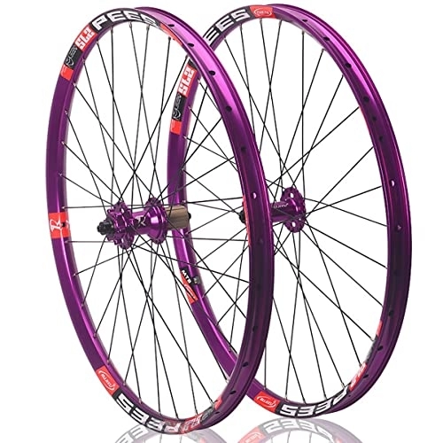 Mountain Bike Wheel : Asiacreate Bike Wheelset Quick Release 26 / 27.5 / 29-inch MTB Wheel Set Disc Brake Sealed Bearing Hub Alu Alloy Rim Support 8-9-10-11-12 Speed Cassette (Color : Purple, Size : 29'')