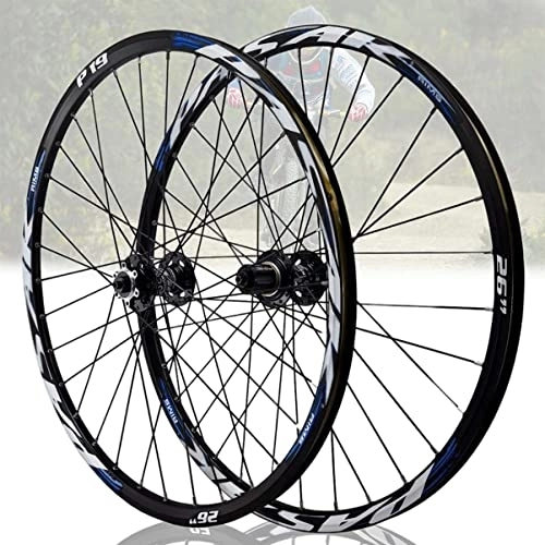 Mountain Bike Wheel : Asiacreate Cycle Wheel 26 / 27.5 / 29" Double Wall Wheelset 32H Rim Mountain Bike Quick Release Wheel Sealed Bearing Disc Brake 7-12 Speed Cassette (Color : Blue, Size : 29in)