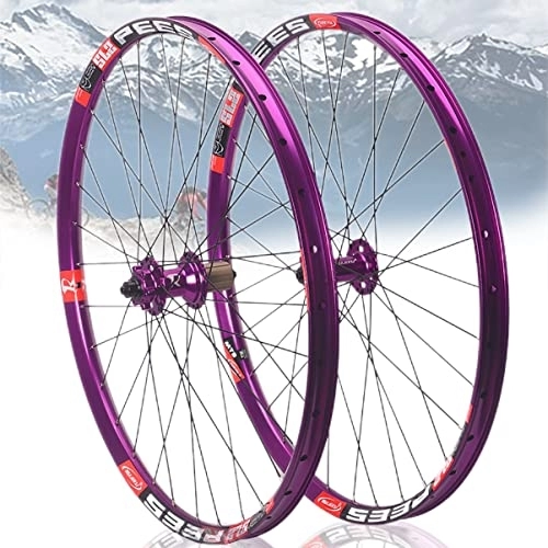 Mountain Bike Wheel : Asiacreate Cycle Wheel 26 / 27.5 / 29in Mountain Bike Wheelset QR Sealed Bearing Disc Brake 8 / 9 / 10 / 11 / 12 Speed Cassette MTB Front And Rear Wheel Wheelset (Color : Purple, Size : 26'')