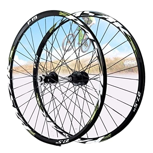 Mountain Bike Wheel : Asiacreate Mountain Bicycle Wheel Set 26 / 27.5 / 29 Inch MTB Wheelset Quick Release Disc Brake Rim Sealed Bearing Hub For 7 / 8 / 9 / 10 / 11 Speed Cassette (Color : Green, Size : 29'')