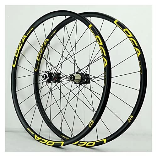 Mountain Bike Wheel : Asiacreate Mountain Bike Quick Release Wheelset 26 27.5 29'' Rim 24H Disc Brake MTB Wheelset Fit For 8-12 Speed Freewheels Bicycle Wheel Set (Color : Gold, Size : 27.5'')