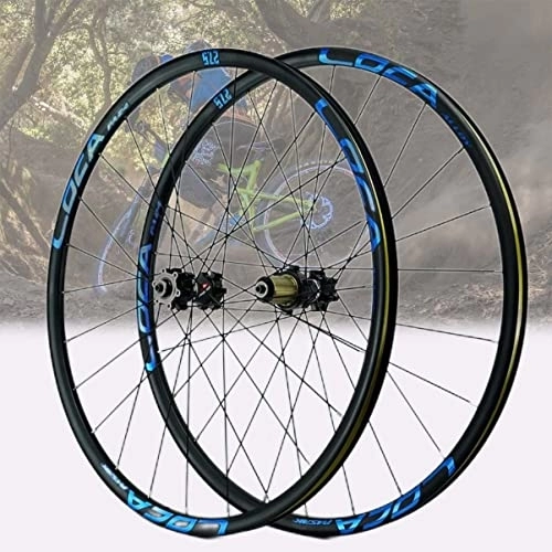 Mountain Bike Wheel : Asiacreate Mountain Bike Wheelset 26 / 27.5 / 29 Inch Disc Brake Quick Release MTB Wheel Straight Pull 24H Rim Front Rear Wheels Fit 8-12 Speed Cassette (Color : Blue, Size : 27.5'')